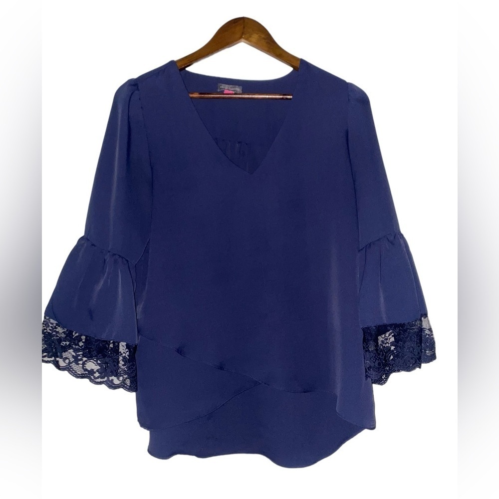 Vince Camuto Tiered‎ Lace Women Peasant Blouse S Casual Career Office Work